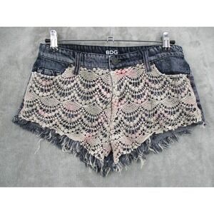 BDG Jeans Womens 25 Mia Low Rise Denim Lace Crochet Boho Distressed Hippie Micro